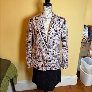 Boden Red Navy Abstract Print Cotton Blazer Size US 12, UK 16